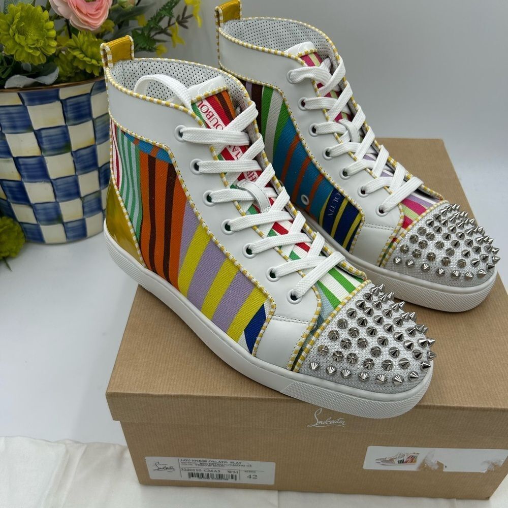 Men’s Christian Louboutin Lou  spikes high top sneakers size 42 made in Italy
